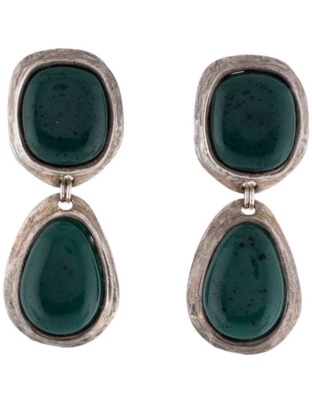 Vintage YSL Double-Drop Stone Dangle Earrings - Women Jewelry